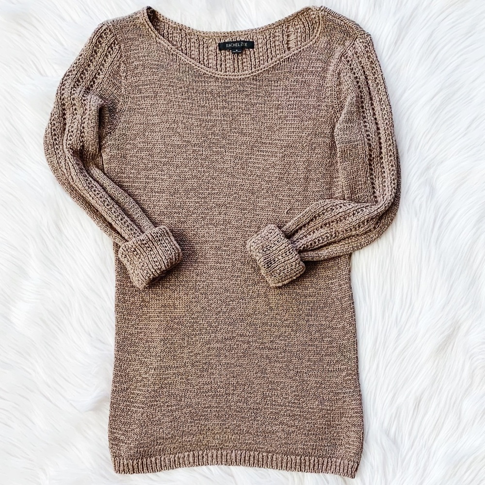 Rachel Zoe Brown Cable Knit Sweater Small